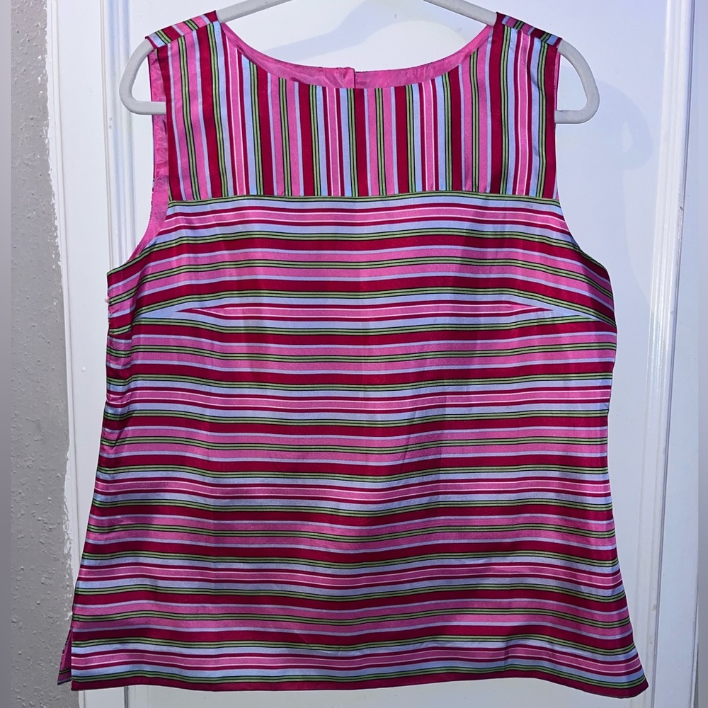 Talbots Pink and White Boxy Sleeveless Tank Top Size 14